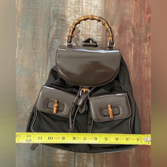 GUCCI 🤎 Vintage Bamboo Bar backpack medium. - Picture 12 of 12